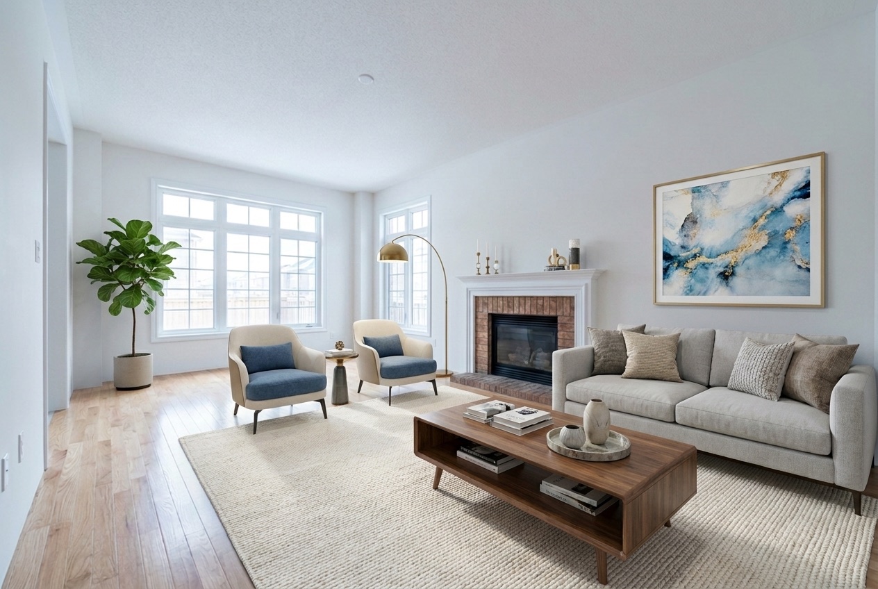 The same room, virtually staged and furnished by Iris