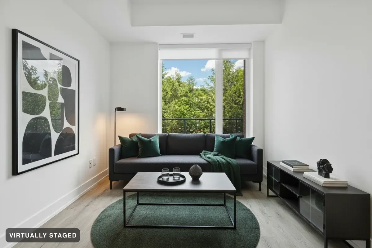 The same room virtually staged in Modern Charcoal