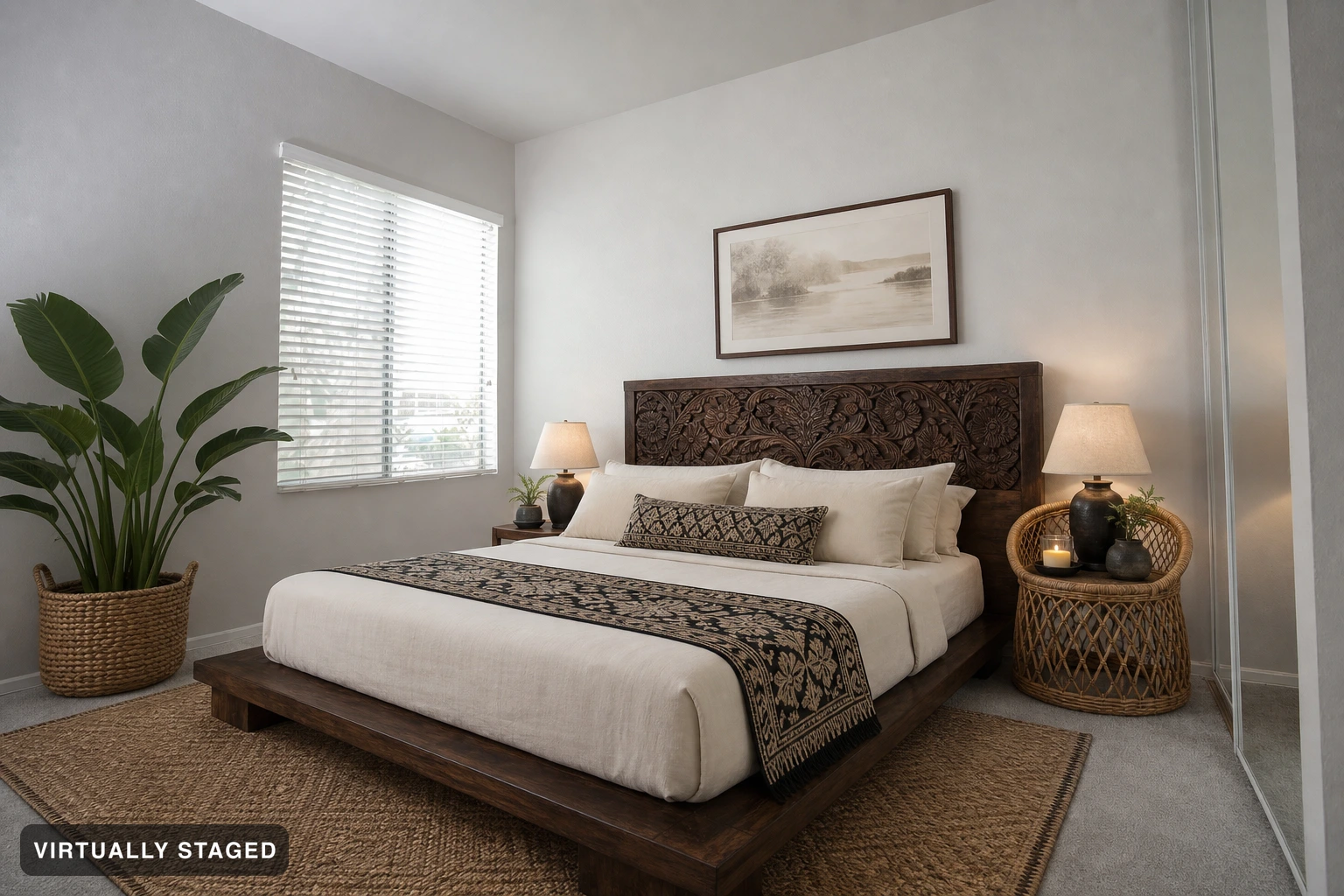 Bali in a bedroom — virtually staged