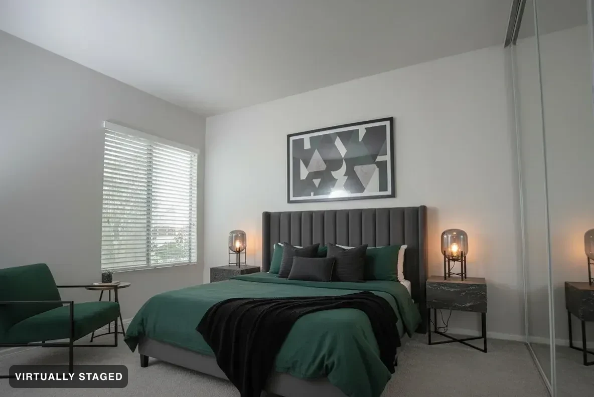 Modern Charcoal — AI bedroom example