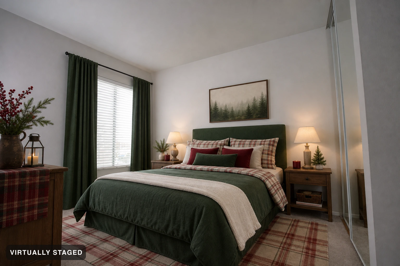 Christmas in a bedroom — virtually staged