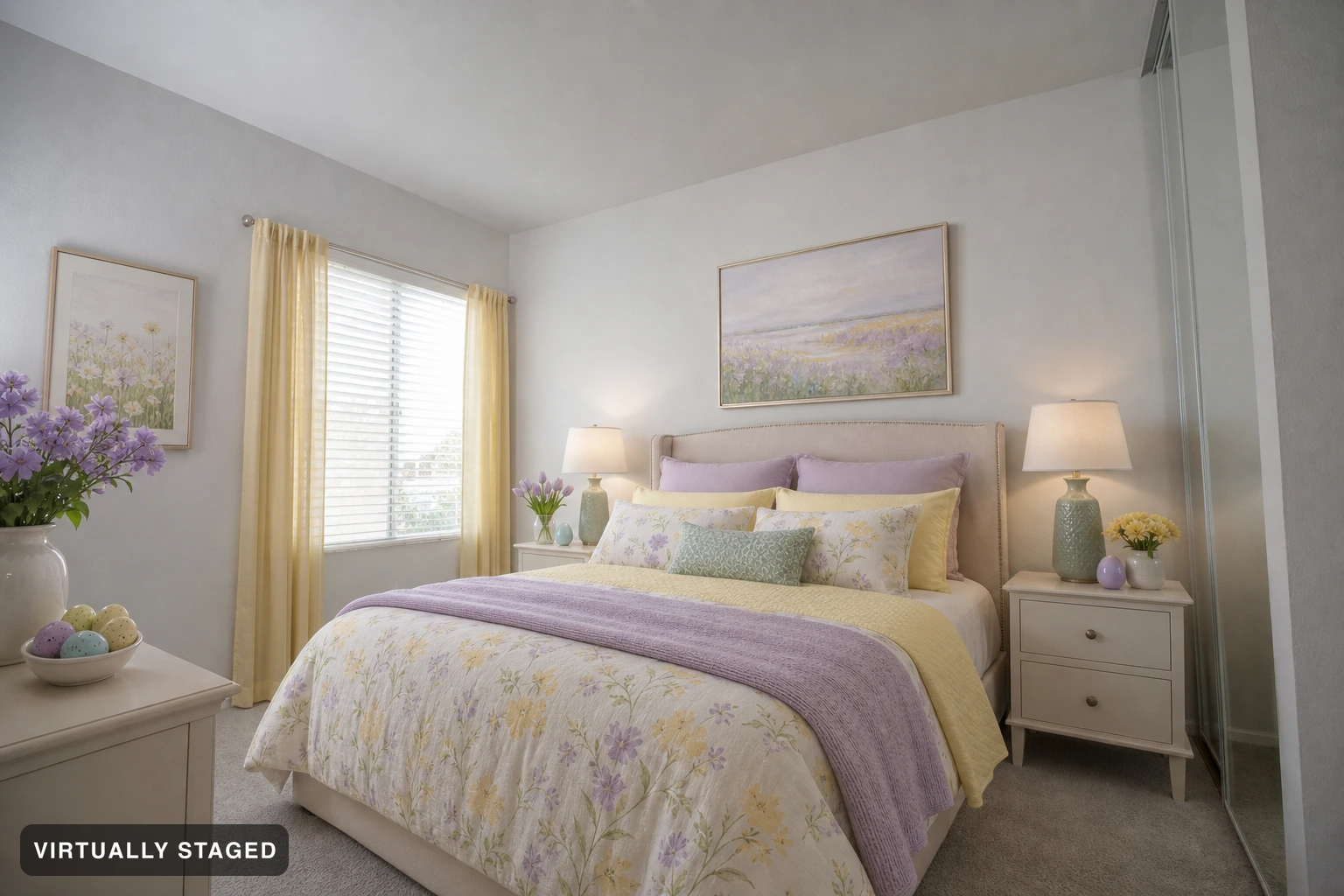 Easter in a bedroom — virtually staged