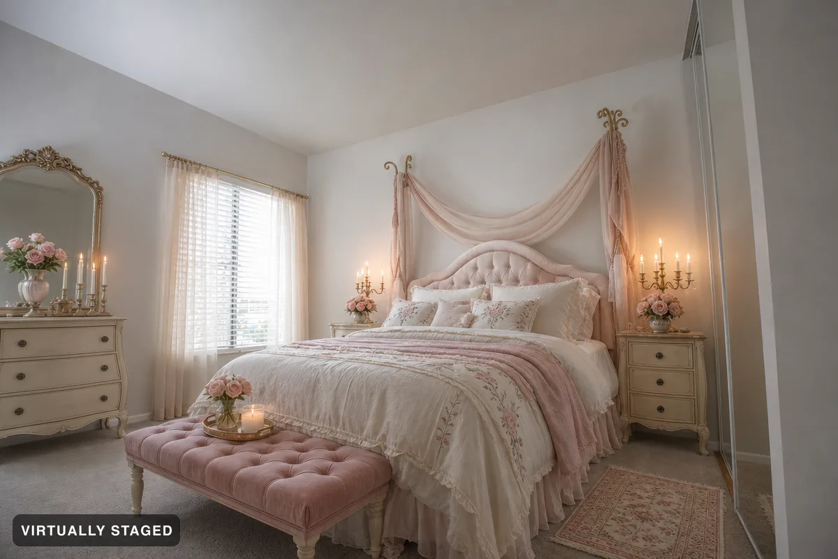 Romantic Vintage — AI bedroom example