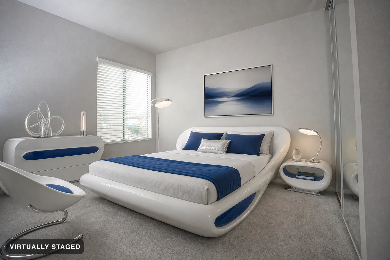 Futuristic in a bedroom — virtually staged