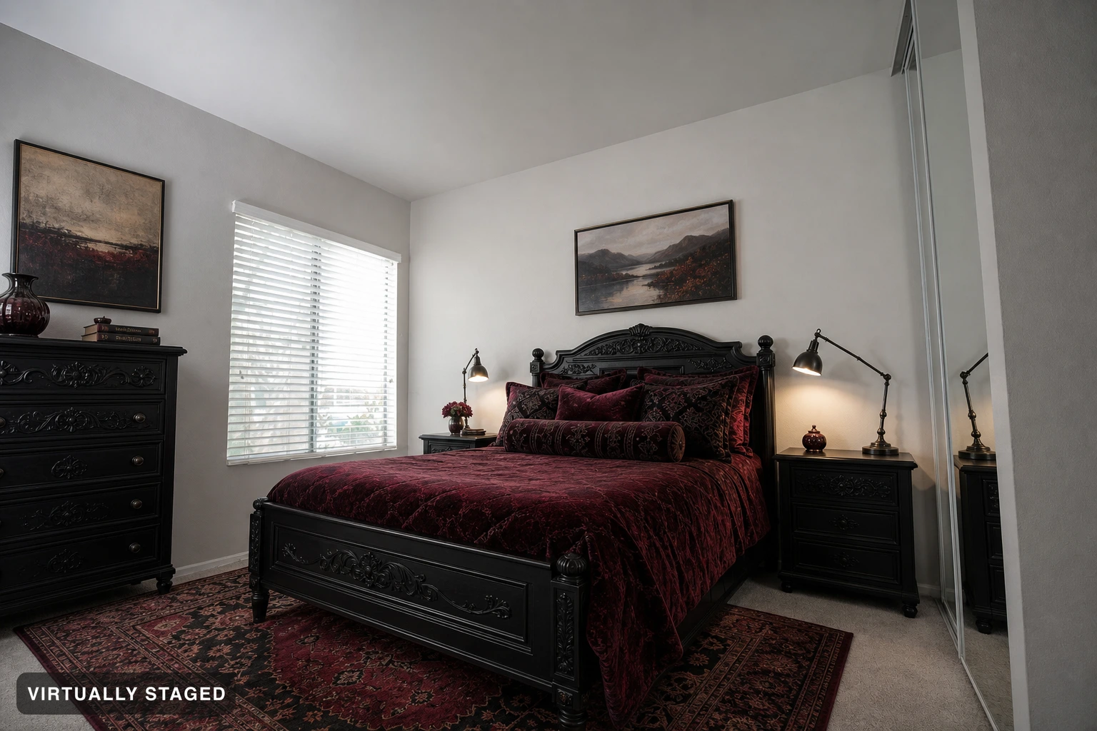 Gothic in a bedroom — virtually staged