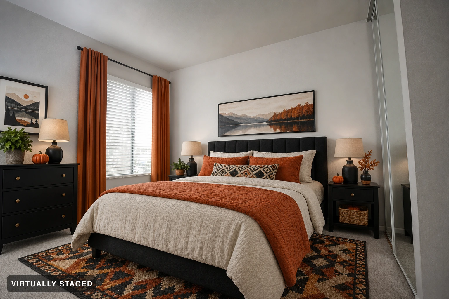 Halloween in a bedroom — virtually staged
