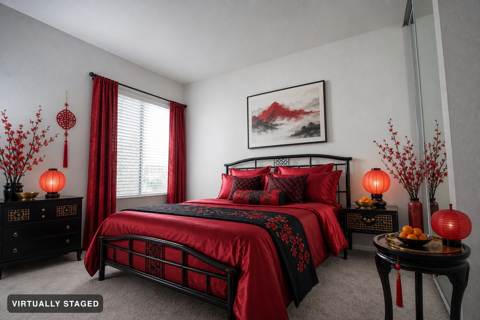 Lunar New Year in a bedroom — virtually staged