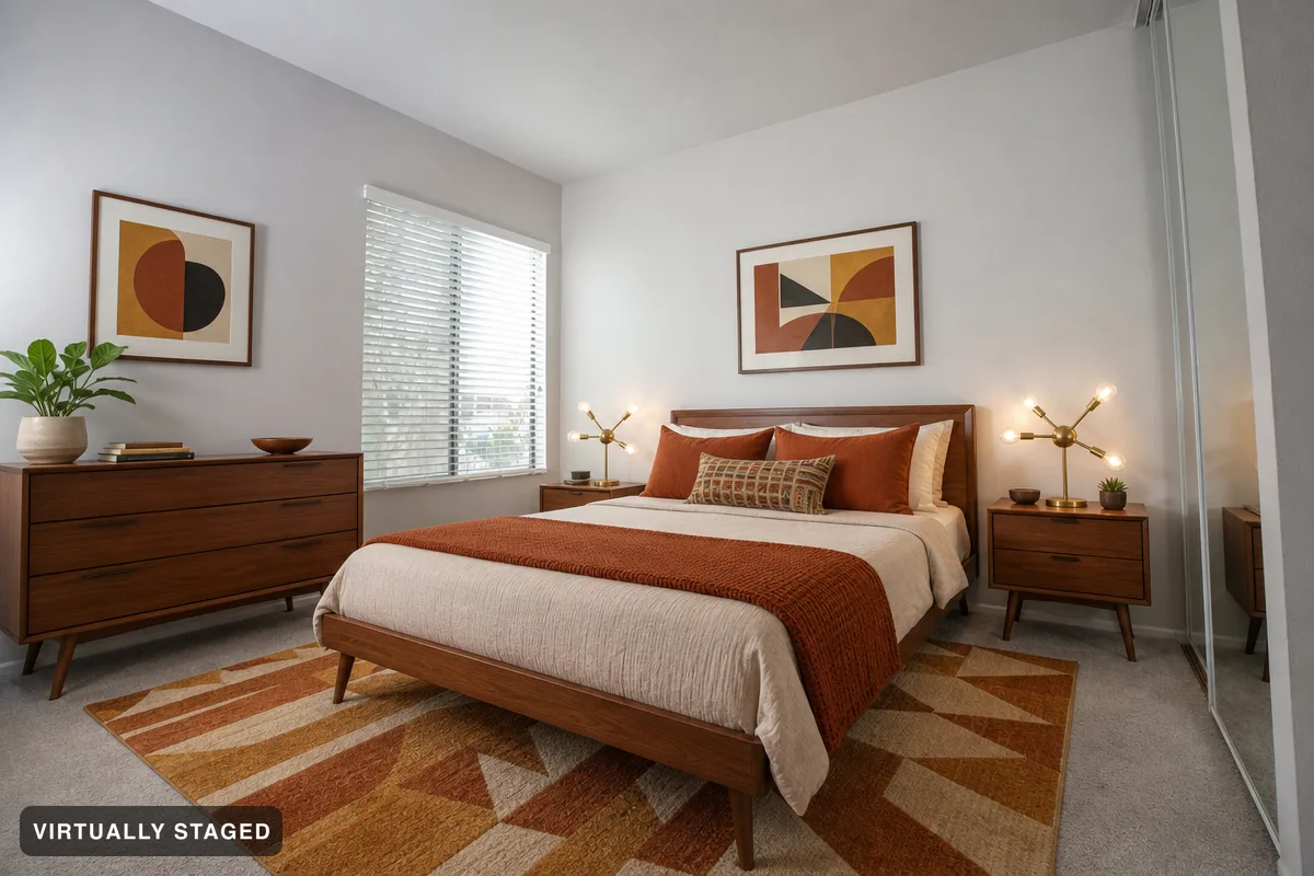 Retro wood — AI bedroom example