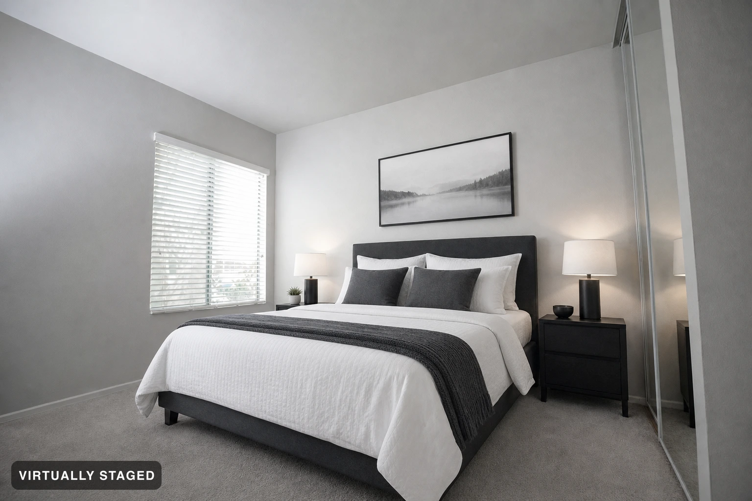 Minimalist in a bedroom — virtually staged