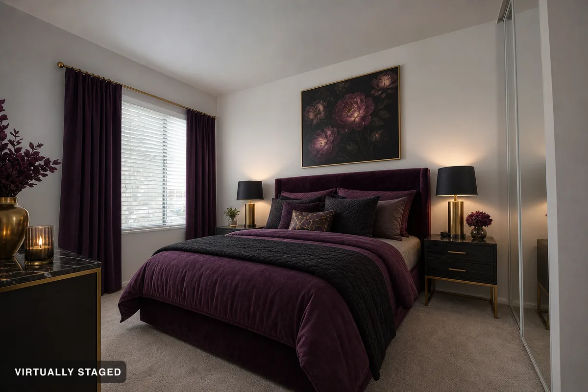 Deep purple — AI bedroom example