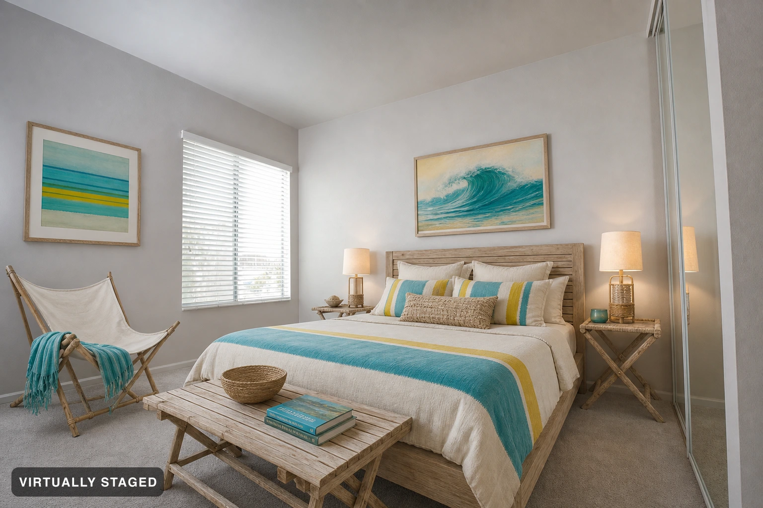Surf Shack in a bedroom — virtually staged