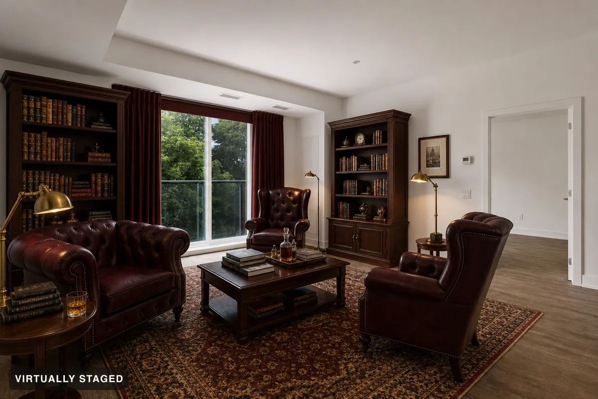 Deep red — AI living room example