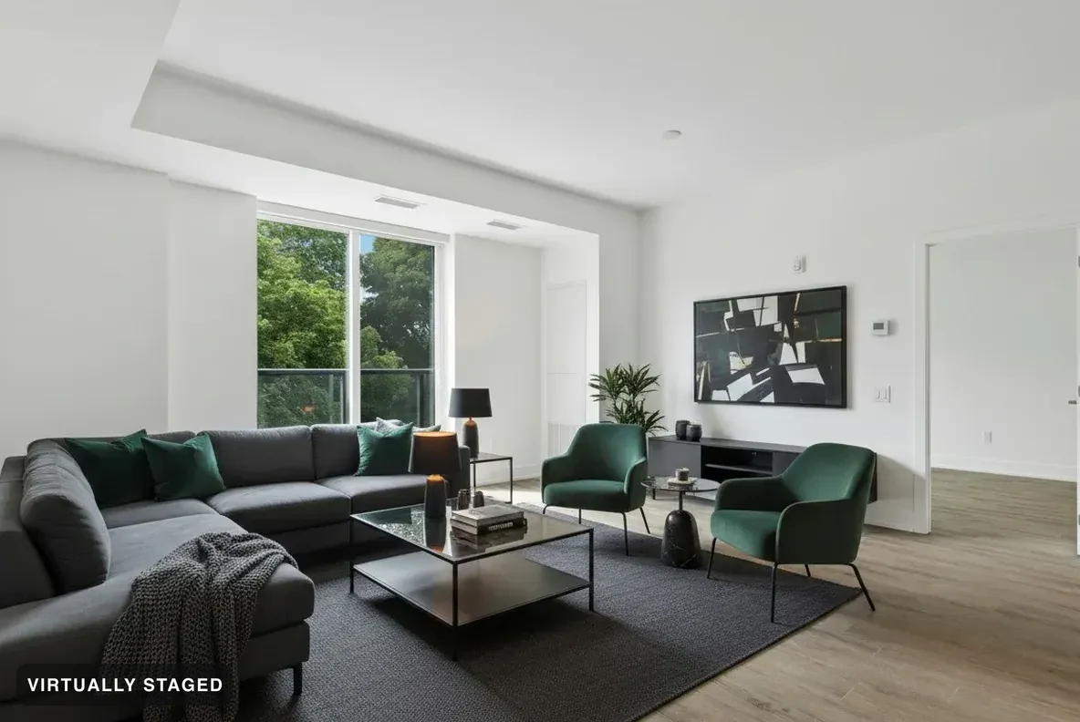 The same example room virtually staged in Modern Charcoal