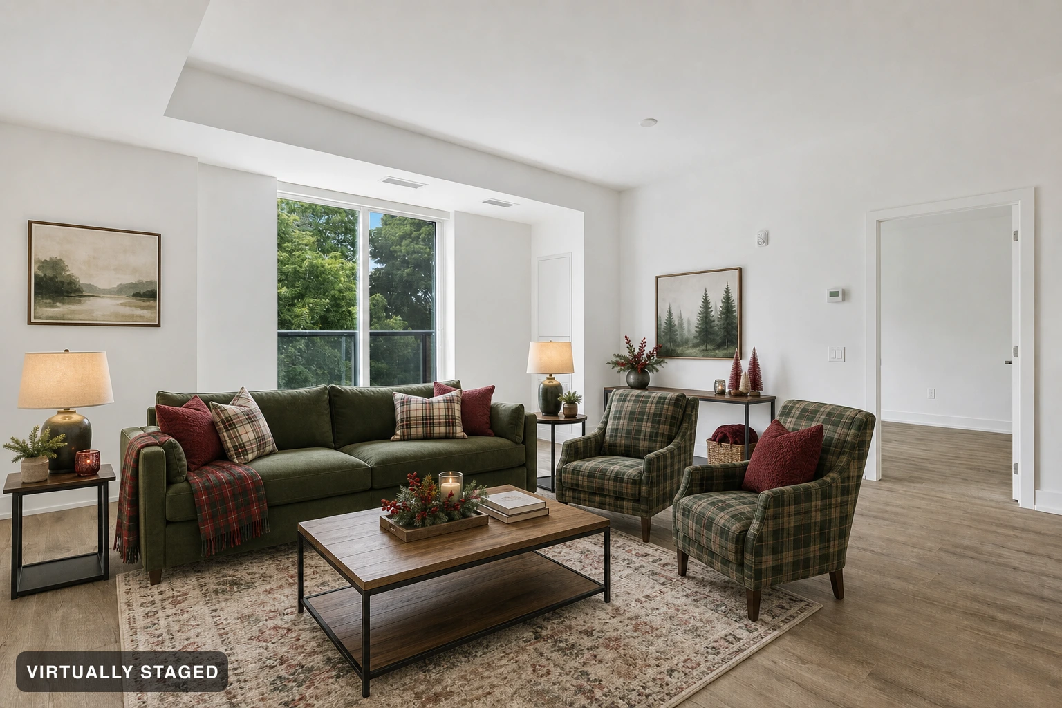 Christmas in a living room — virtually staged