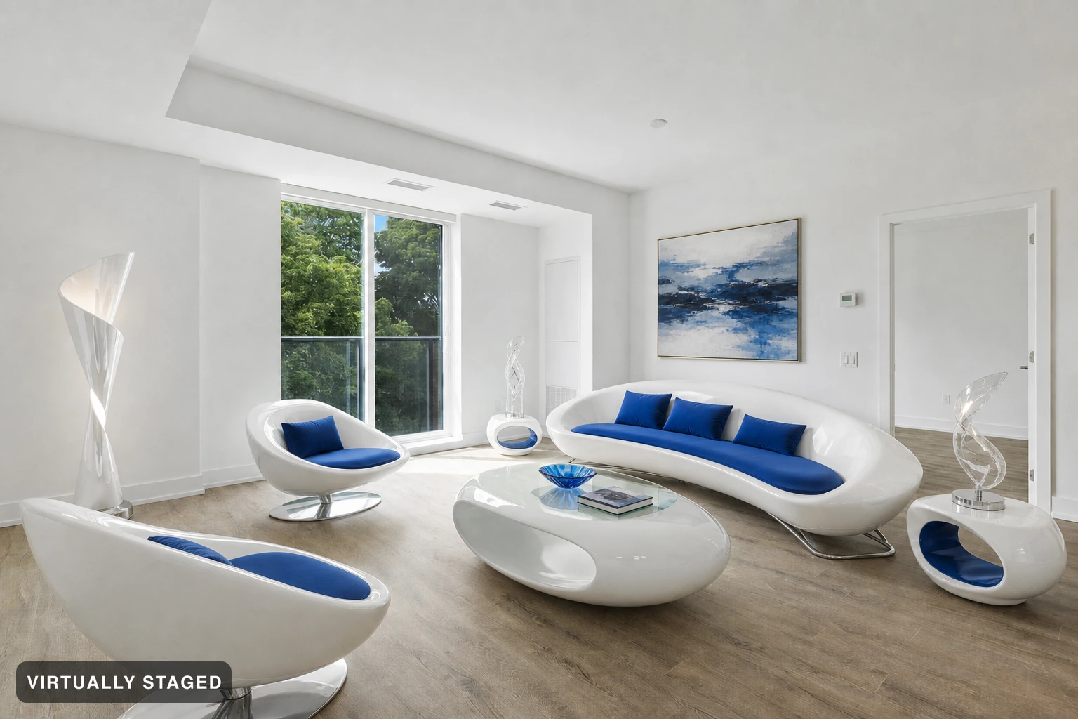 Futuristic in a living room — virtually staged