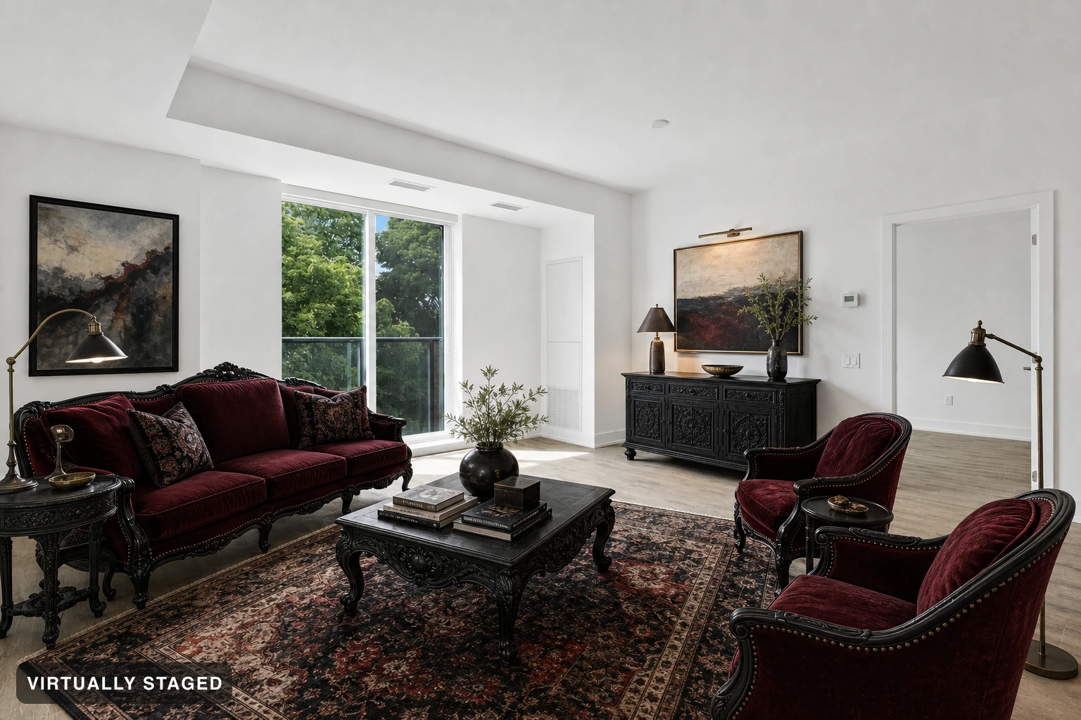 Gothic in a living room — virtually staged