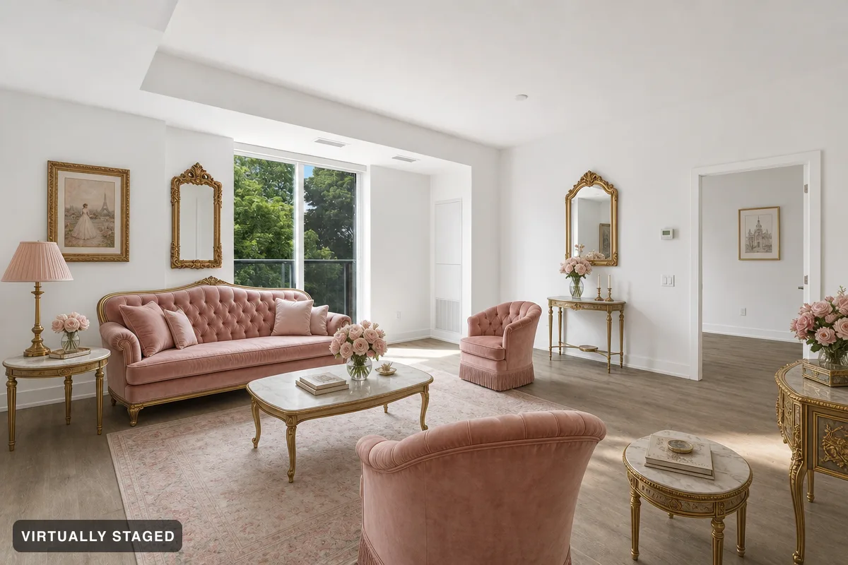 The same example room virtually staged in Parisian Charm
