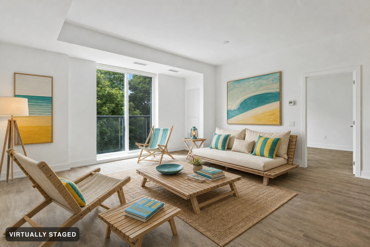 Surf Shack in a living room — virtually staged