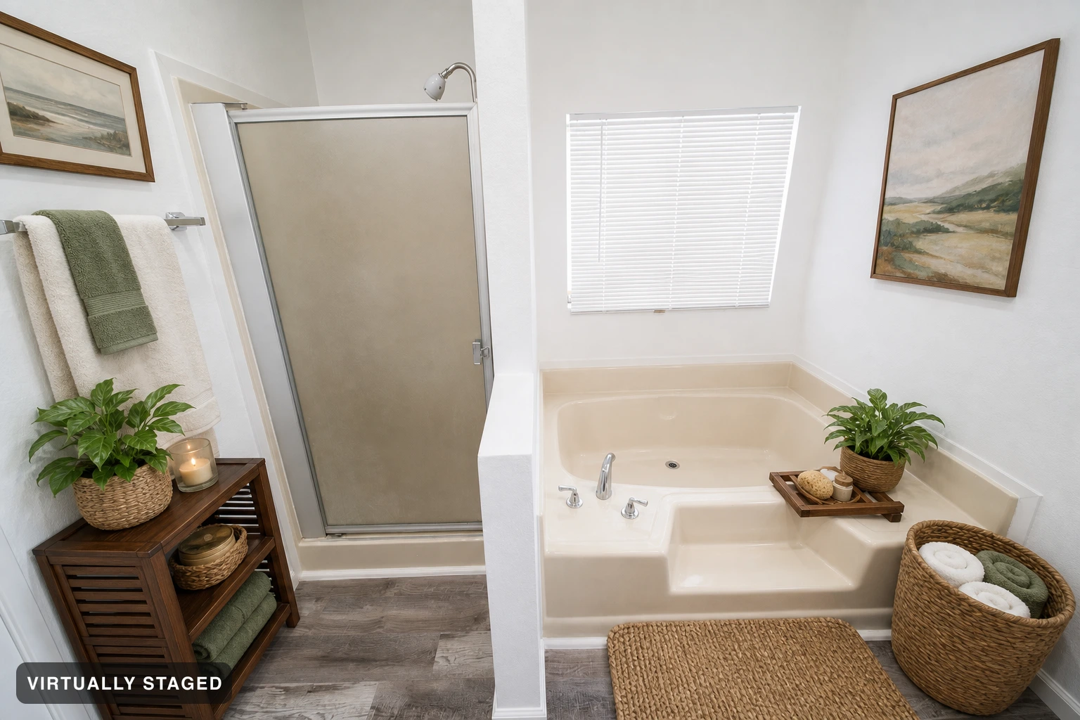 Bali in a bathroom — virtually staged