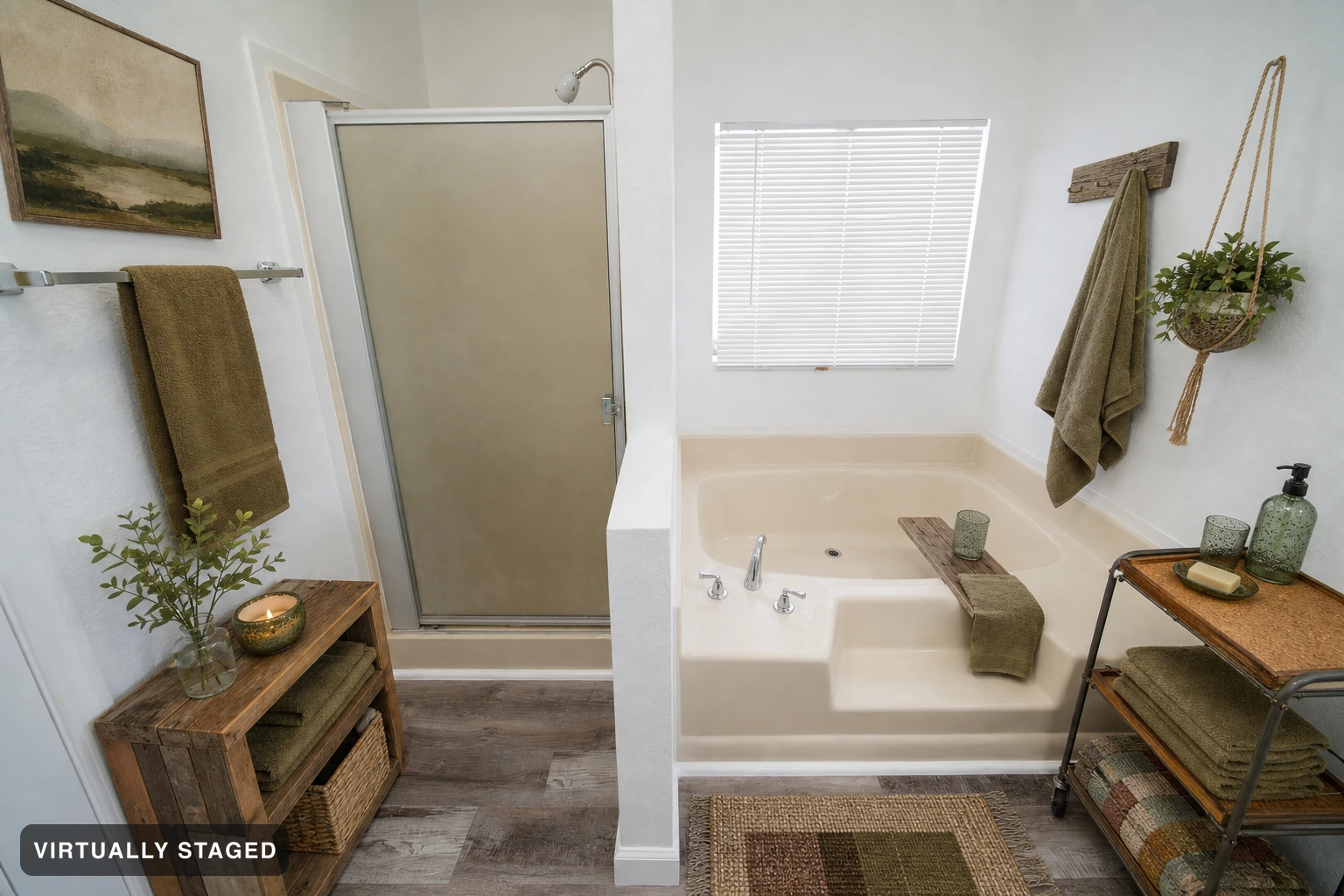 Eco-friendly in a bathroom — virtually staged