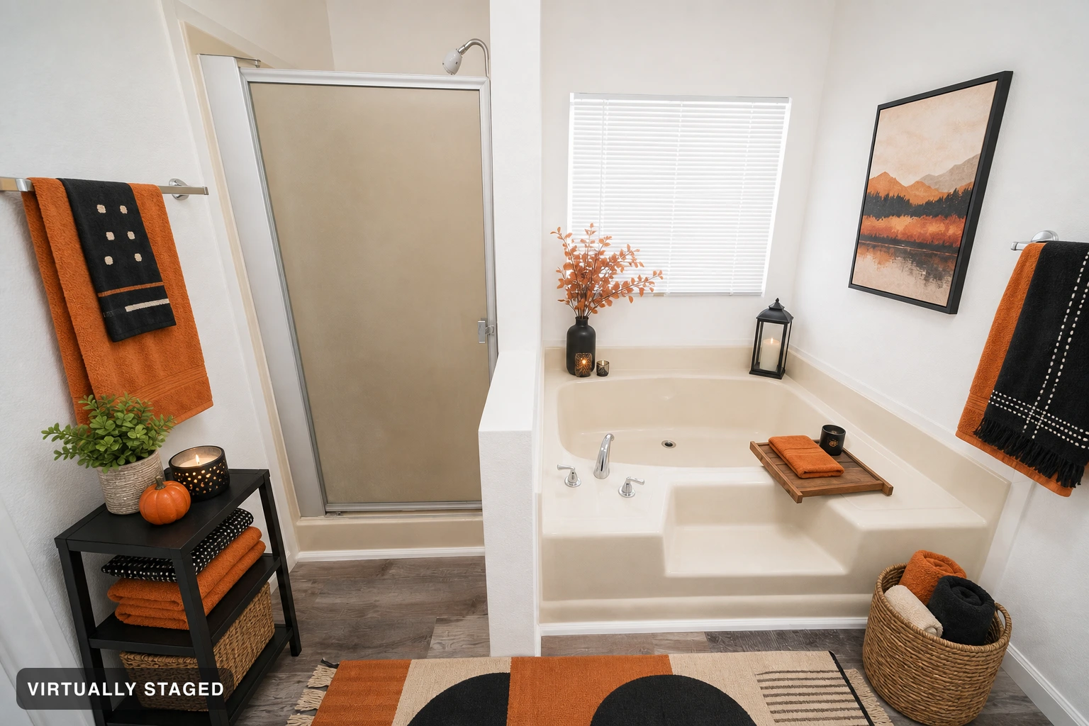Halloween in a bathroom — virtually staged