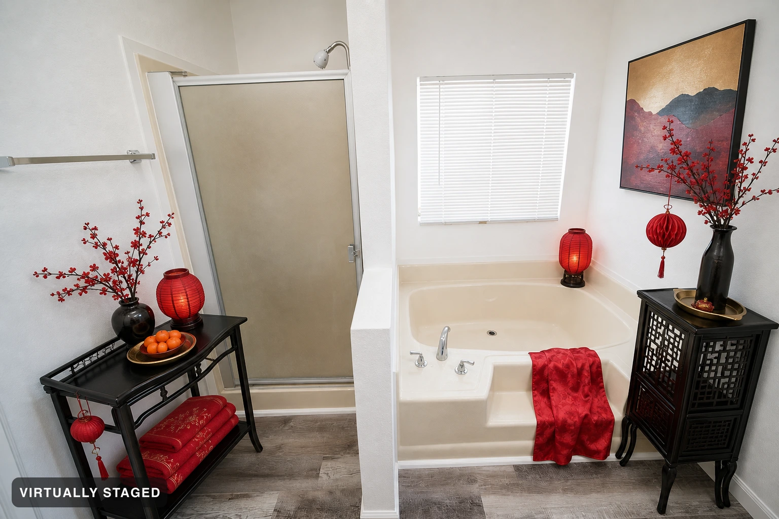 Lunar New Year in a bathroom — virtually staged