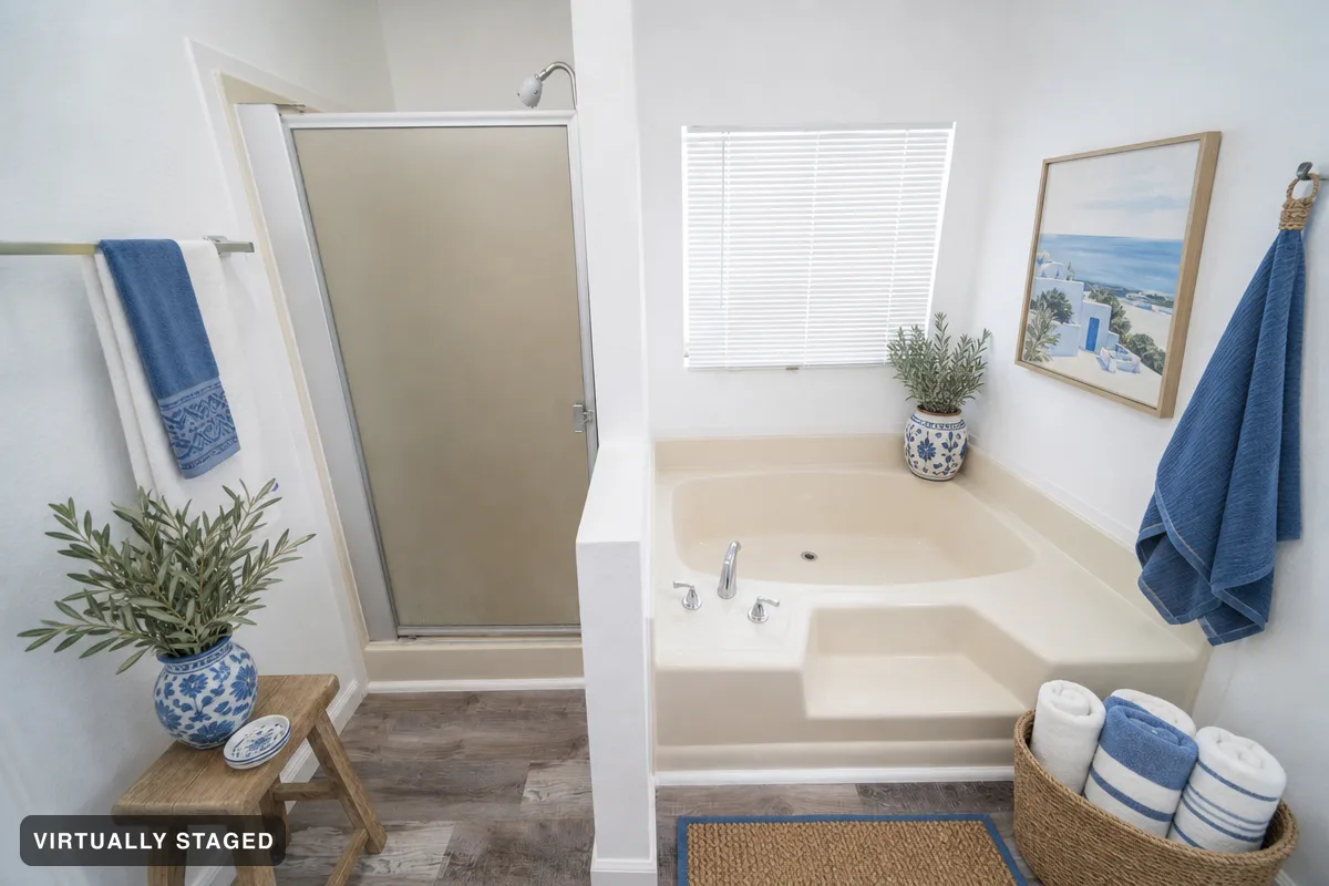 Mediterranean Blue — AI bathroom example