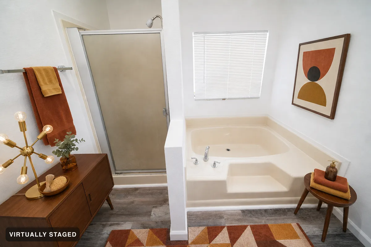 Retro wood — AI bathroom example