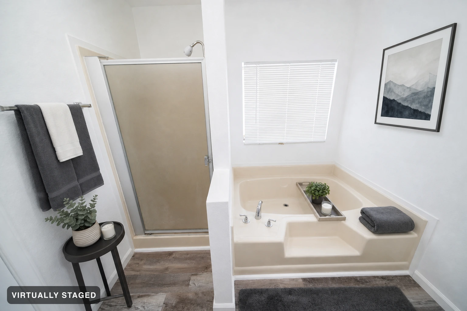 Minimalist in a bathroom — virtually staged