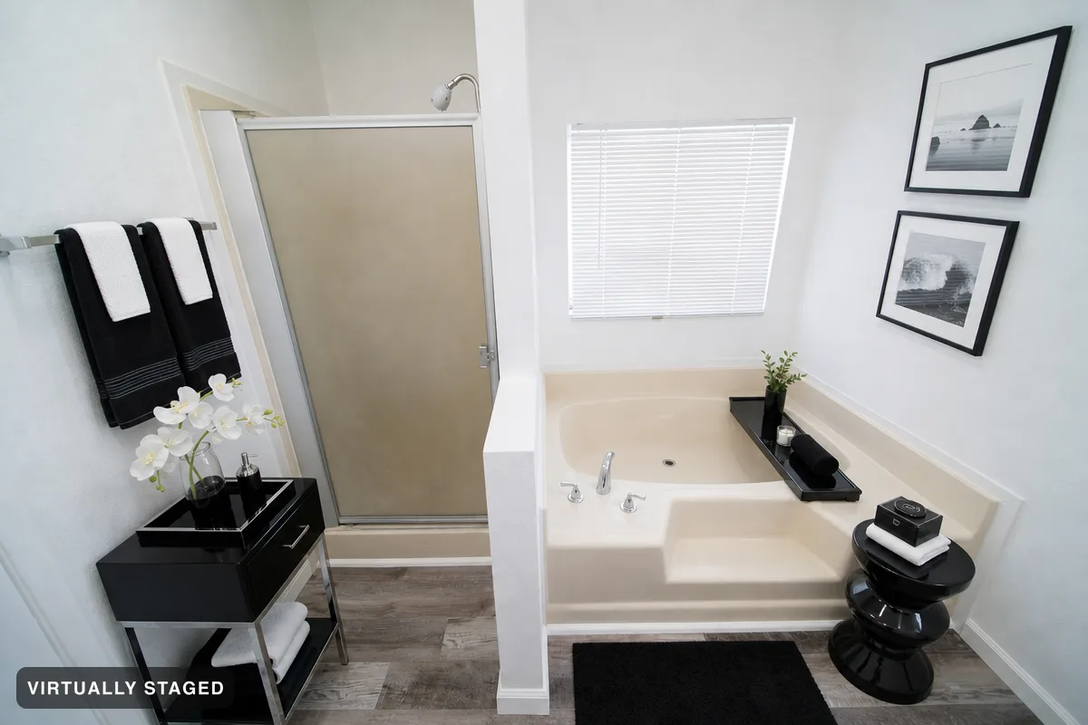 Black and white — AI bathroom example