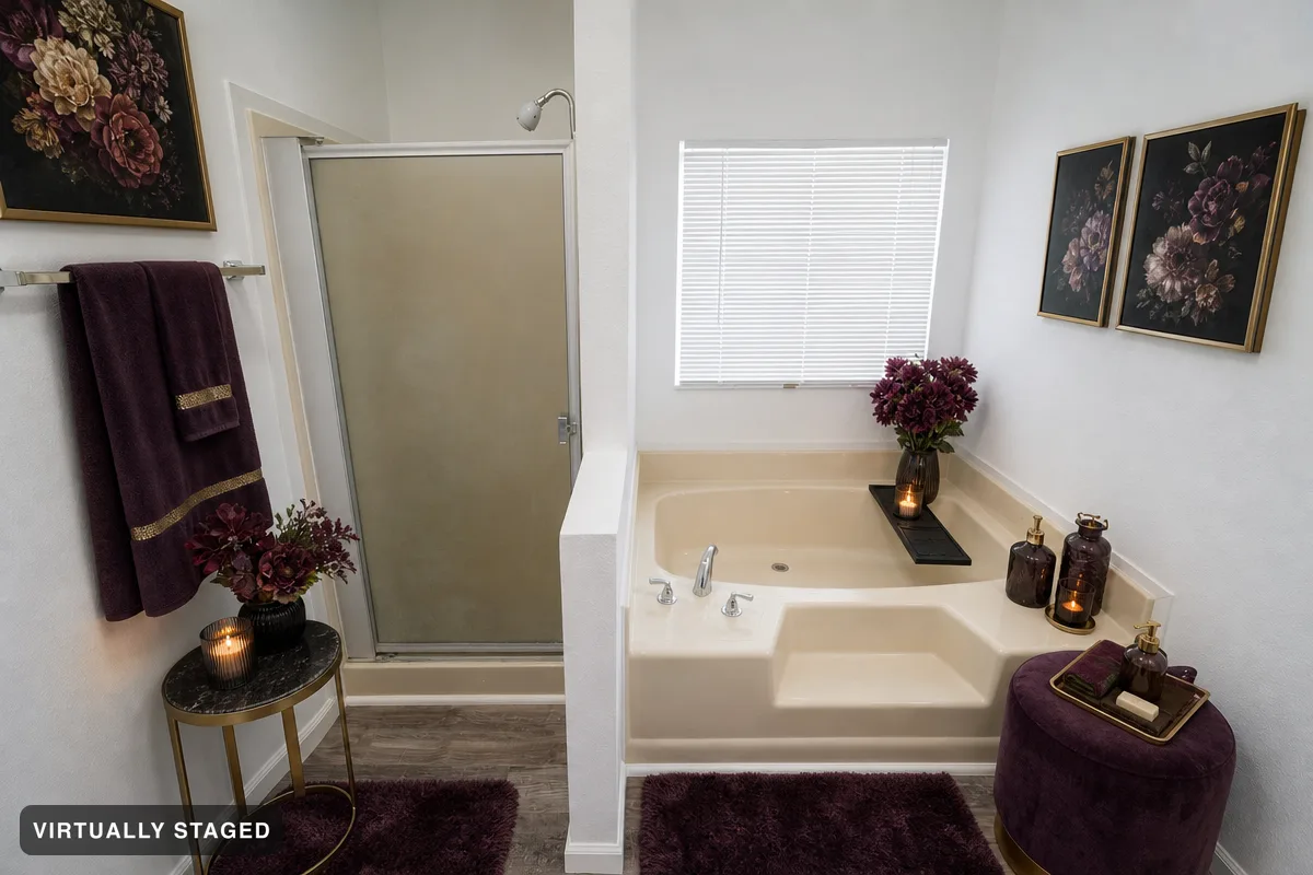 Deep purple — AI bathroom example
