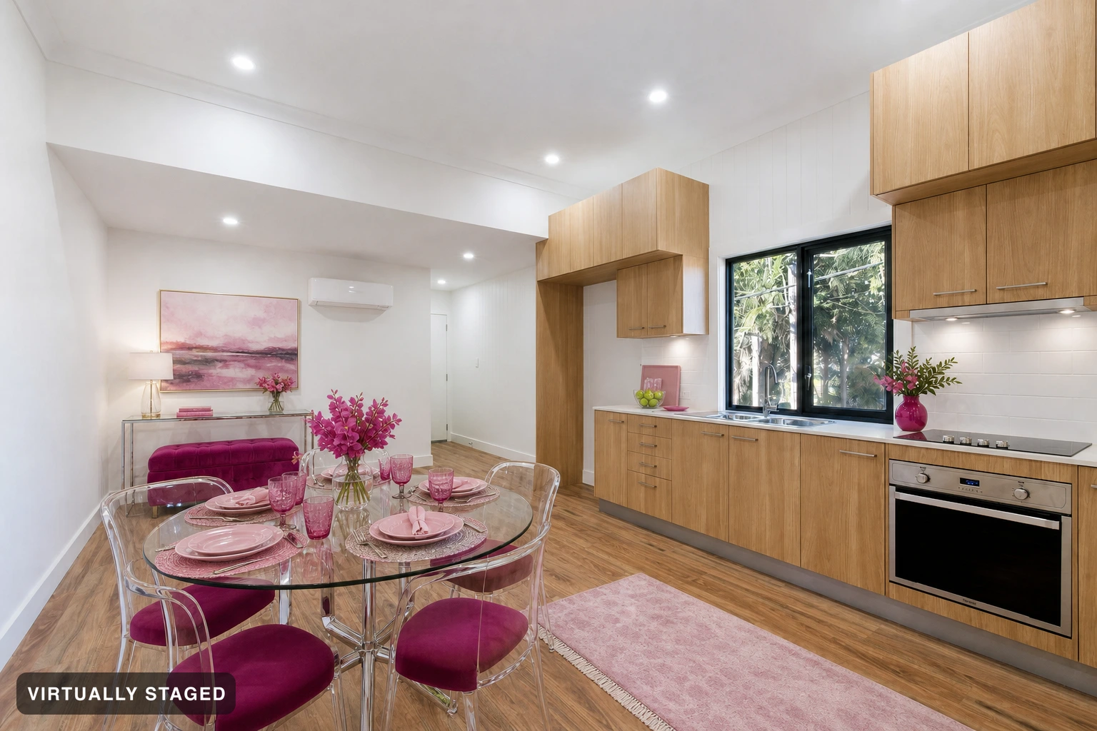 Hot Pink in a kitchen — virtually staged