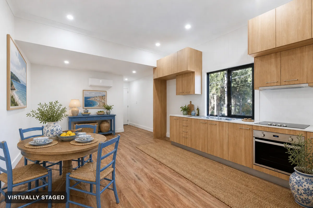 Mediterranean Blue — AI kitchen example