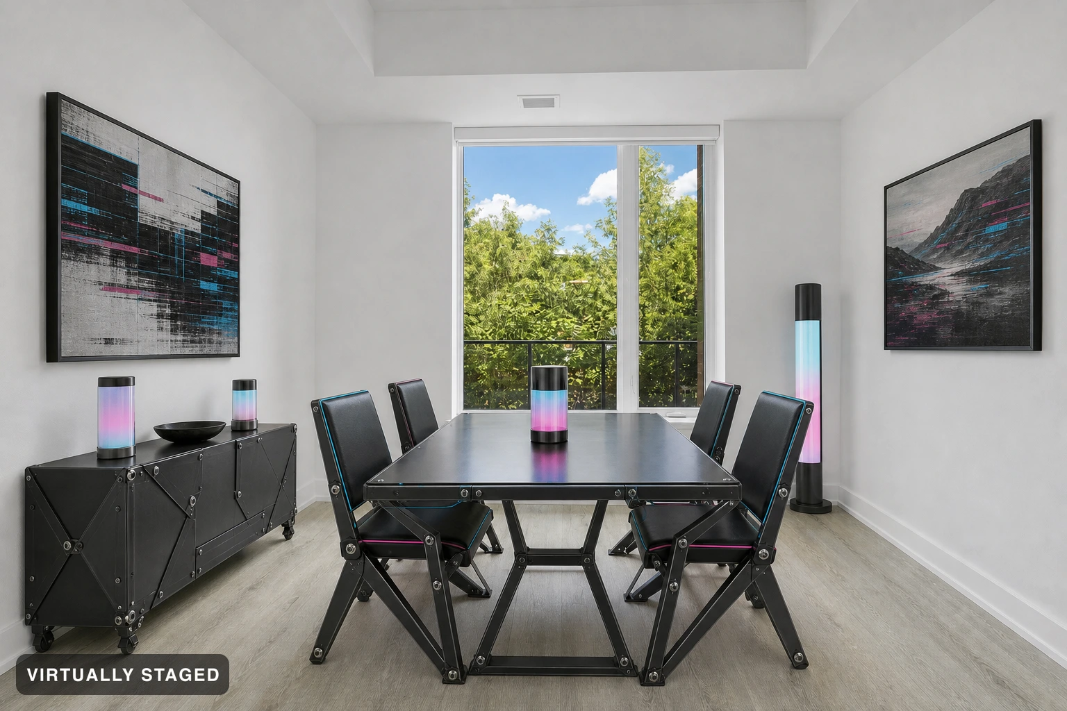 Cyberpunk in a dining room — virtually staged