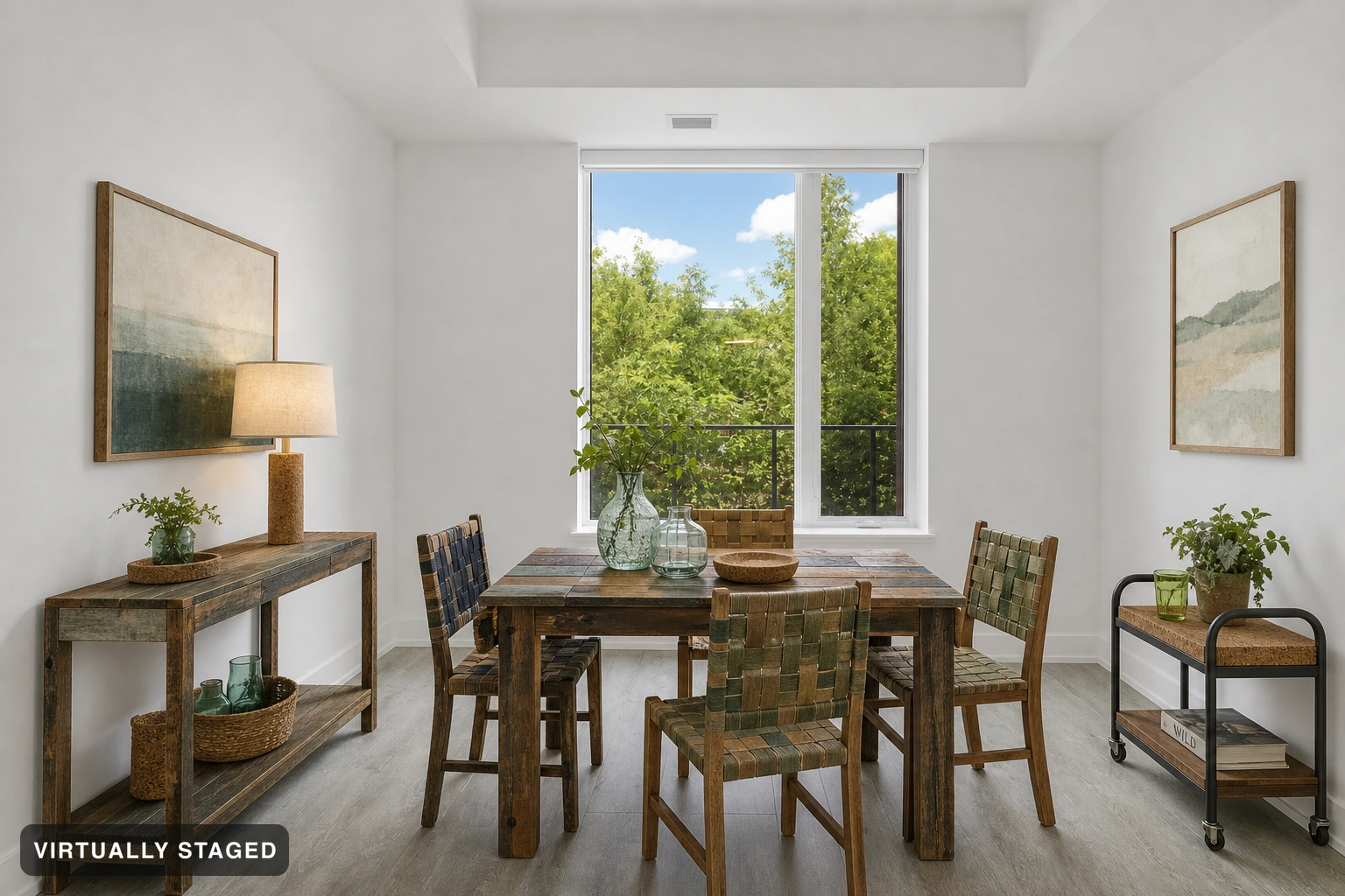 Eco-friendly in a dining room — virtually staged