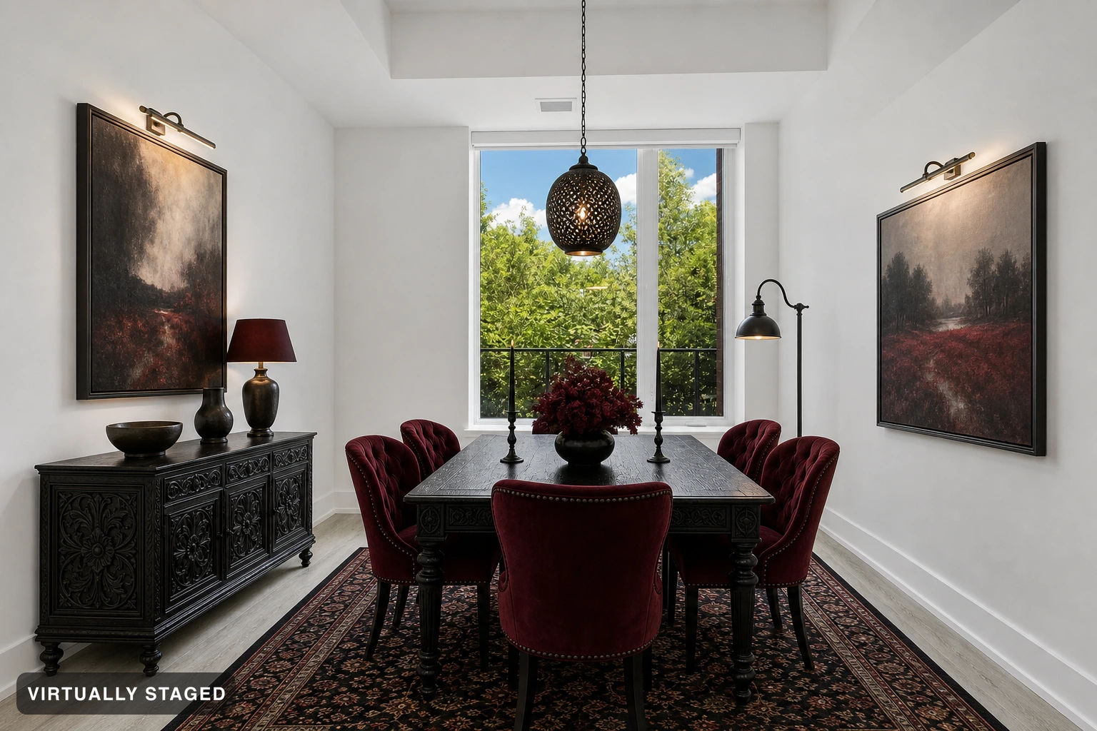 Gothic in a dining room — virtually staged