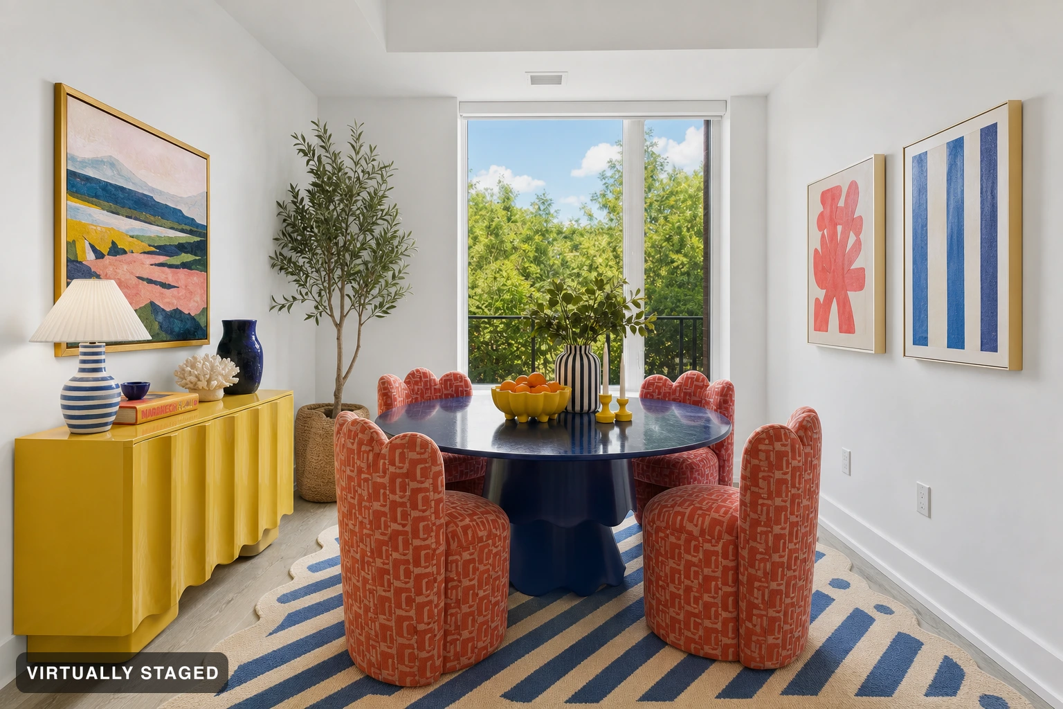 Maximalist in a dining room — virtually staged