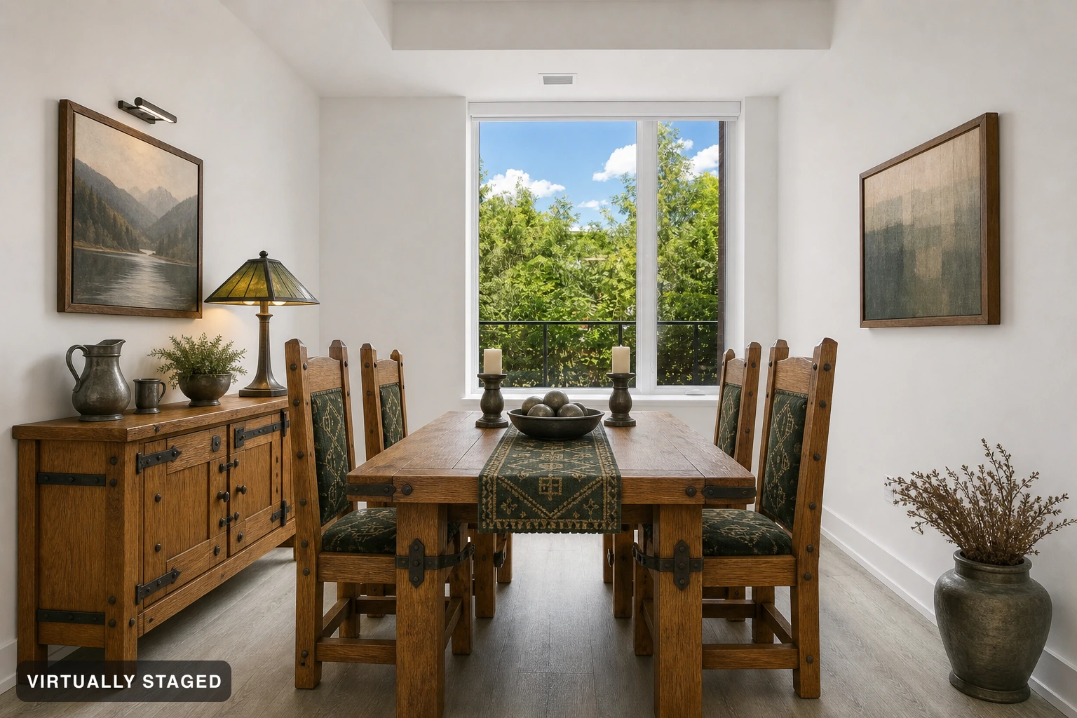 Medieval in a dining room — virtually staged