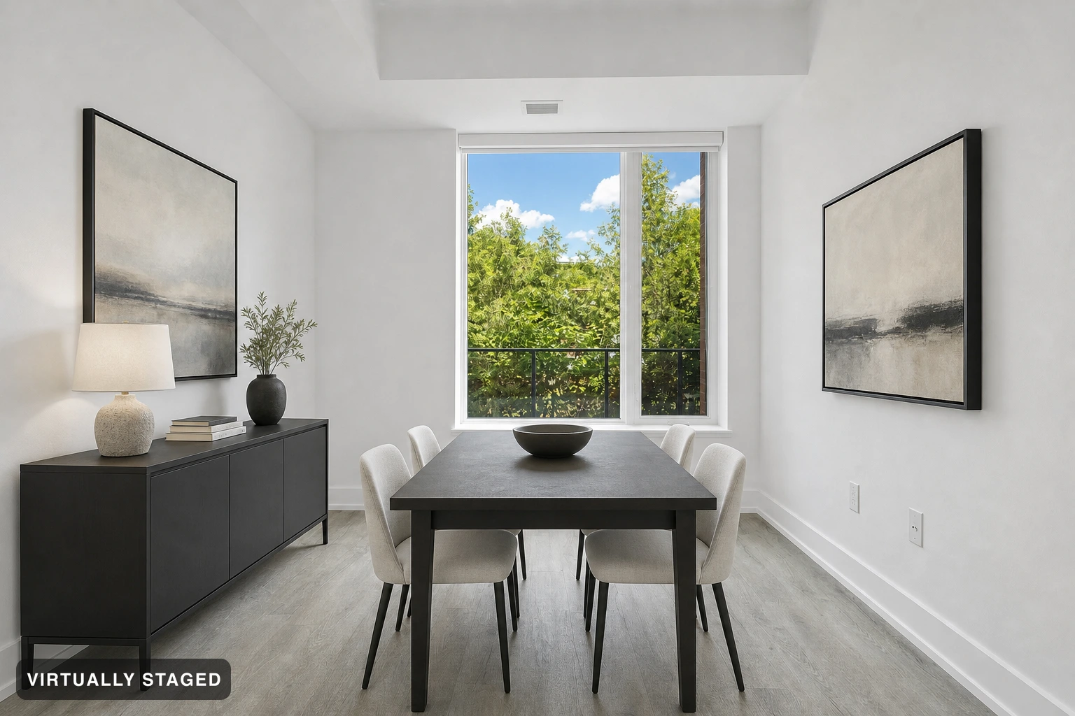 Minimalist in a dining room — virtually staged