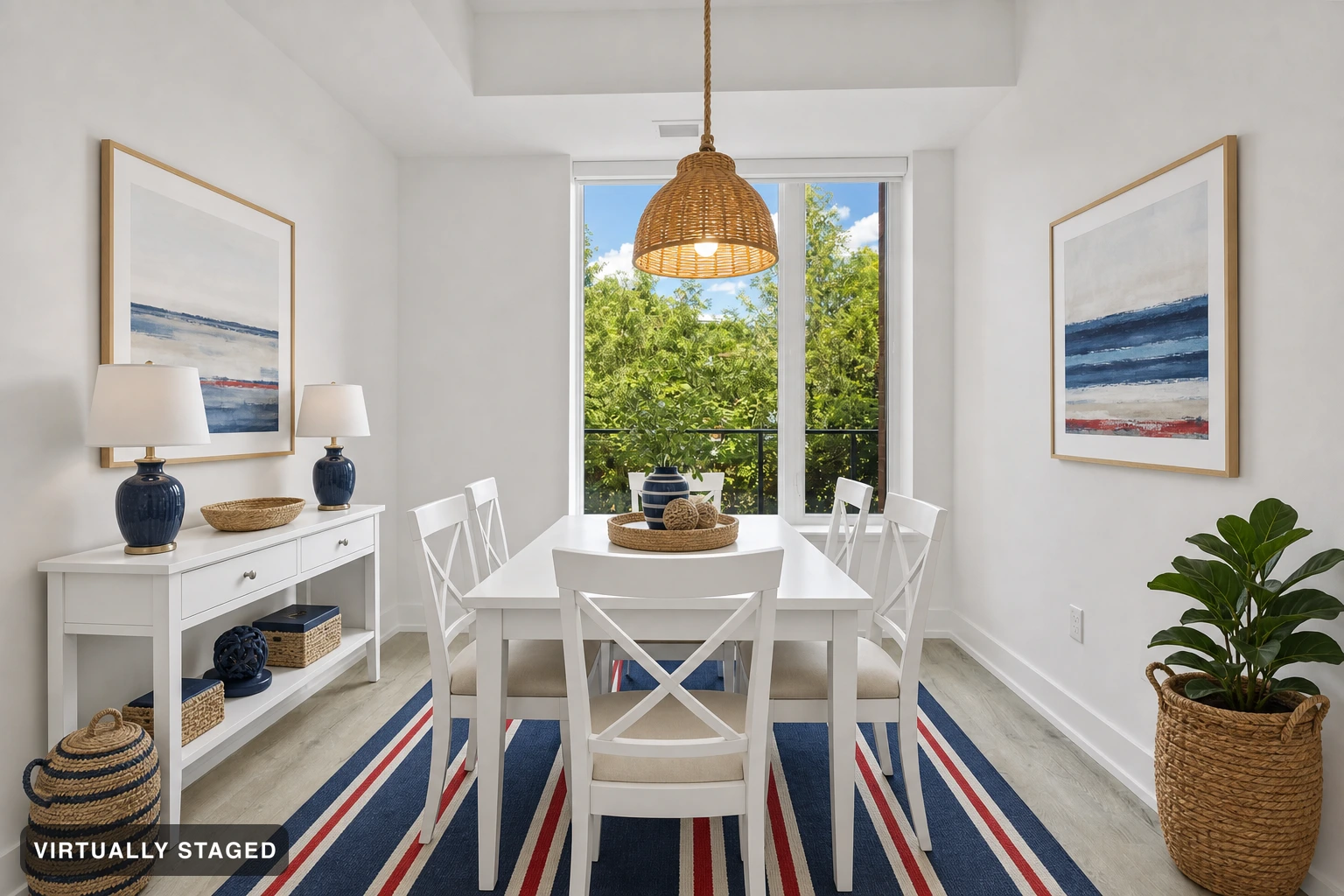 Nautical in a dining room — virtually staged