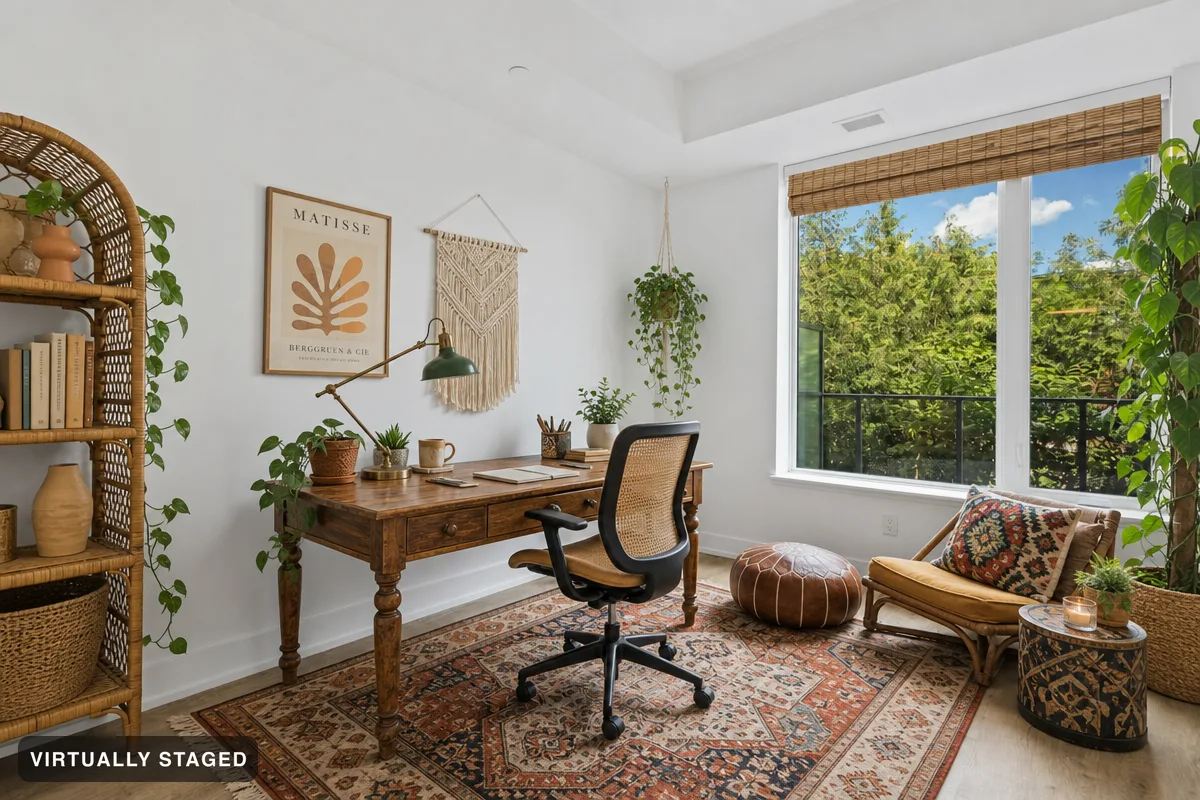 Cosy and colourful — AI home office example
