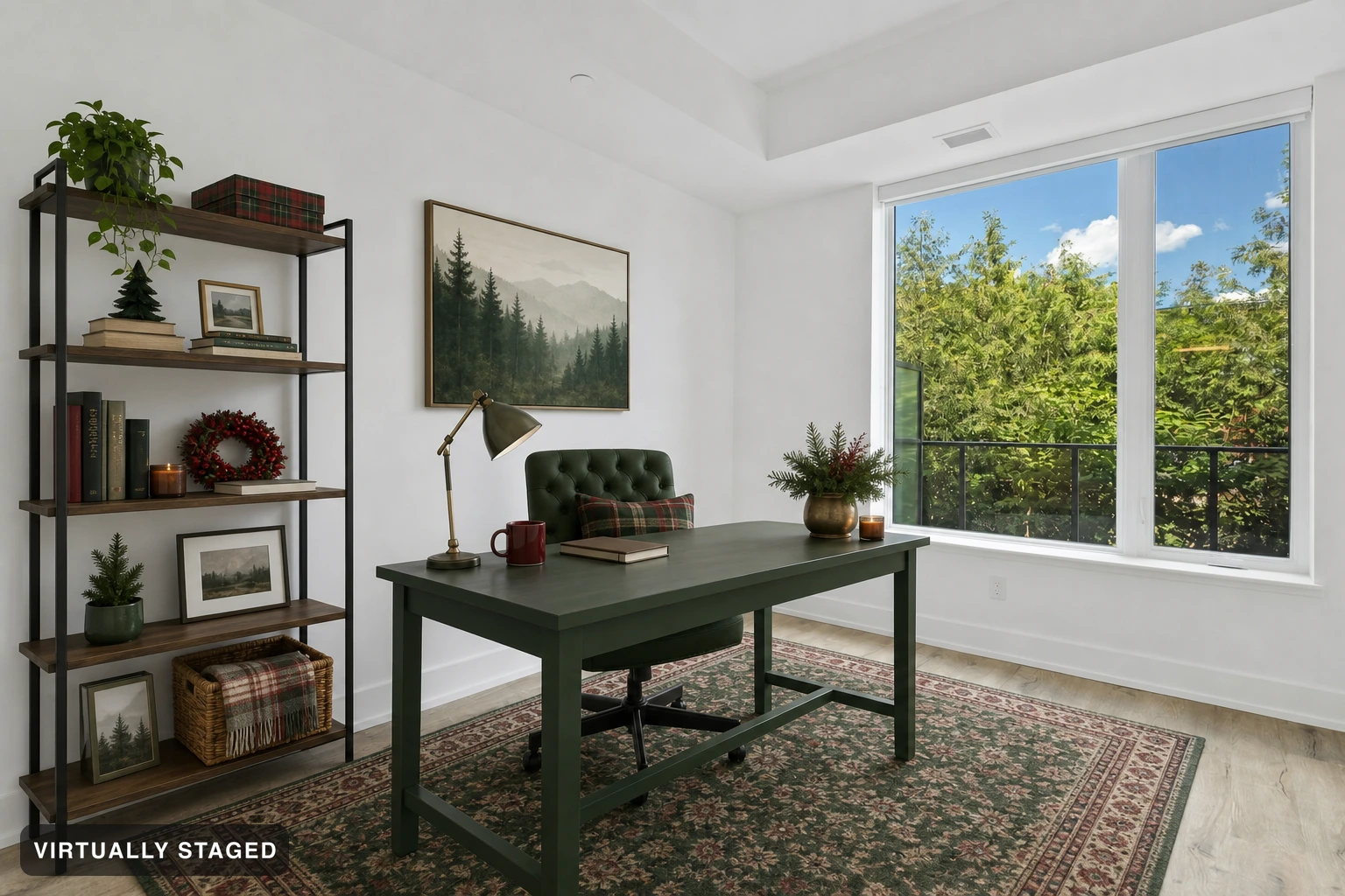Christmas in a home office — virtually staged