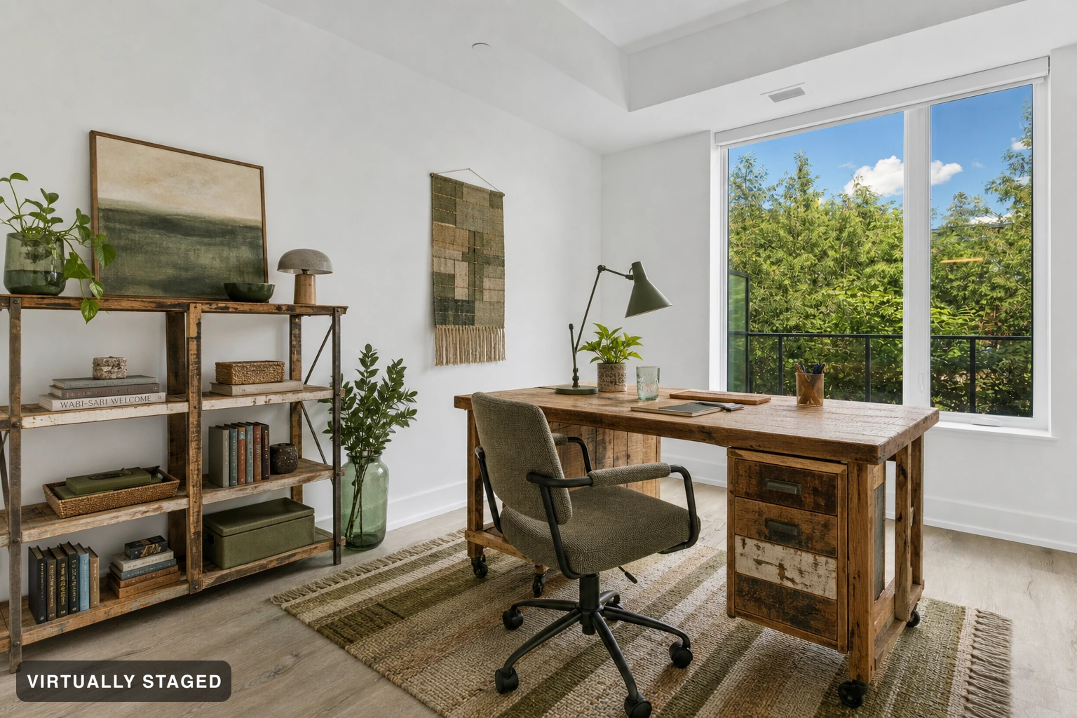 Eco-friendly in a home office — virtually staged