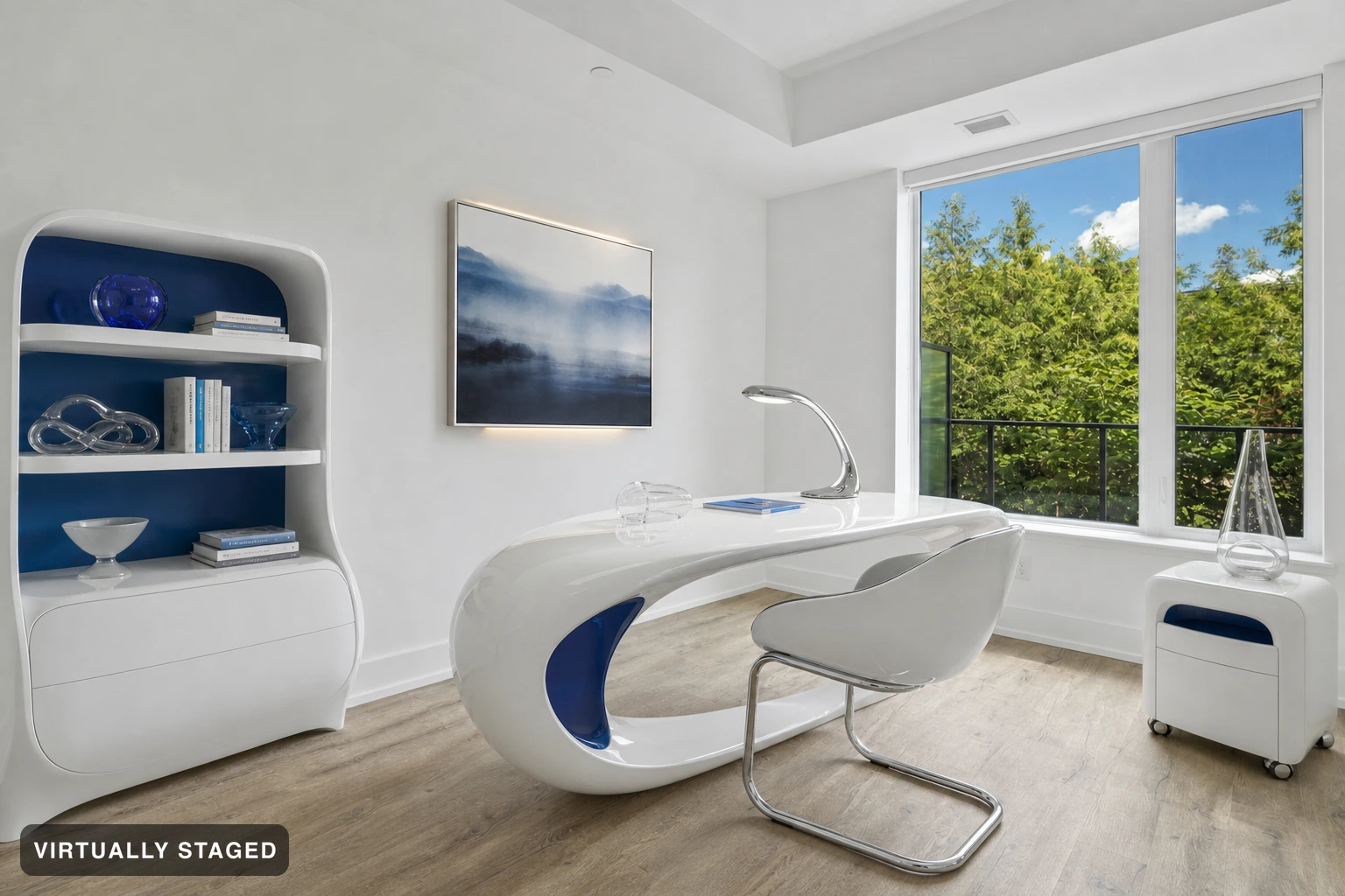 Futuristic in a home office — virtually staged