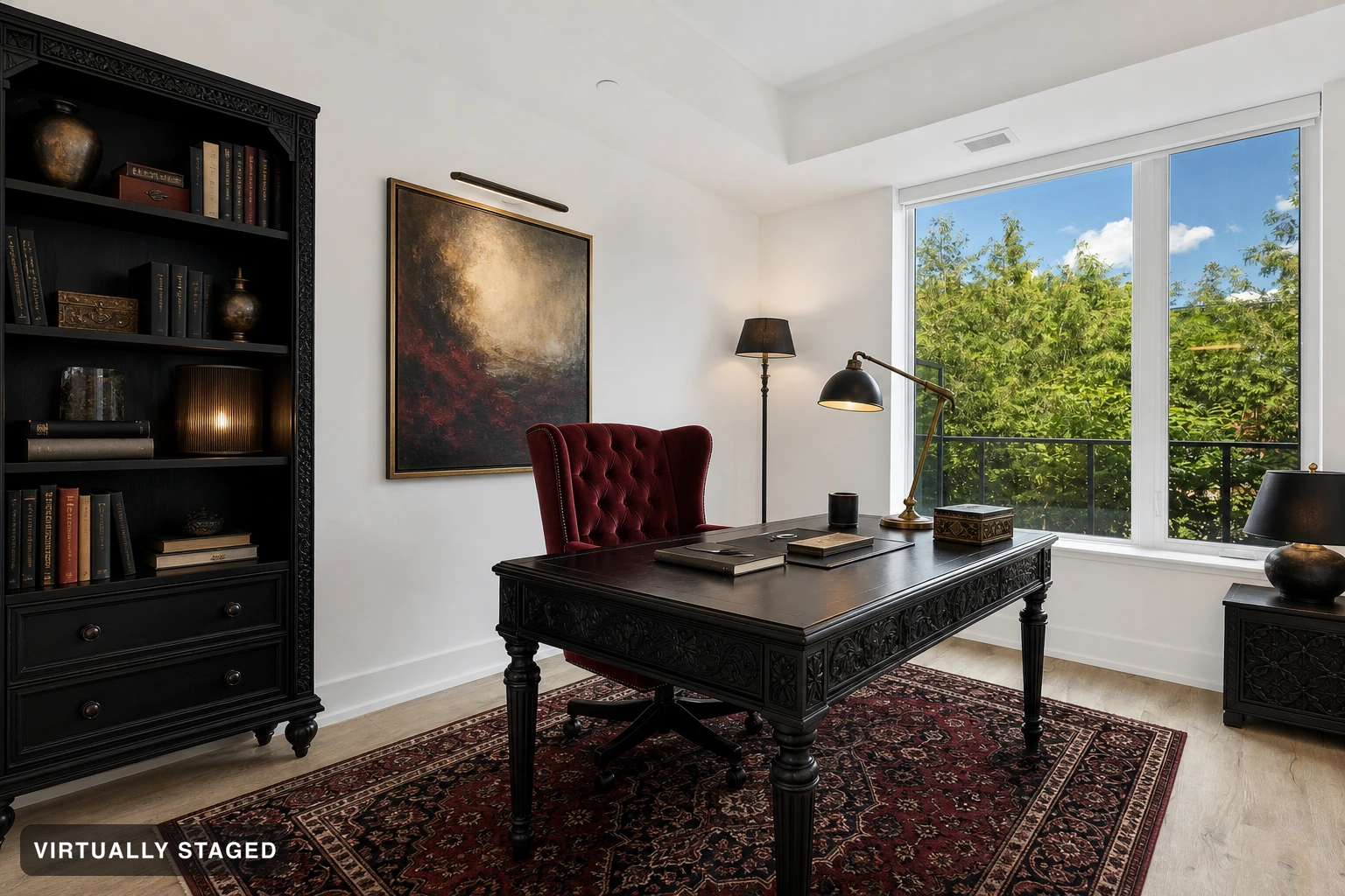 Gothic in a home office — virtually staged