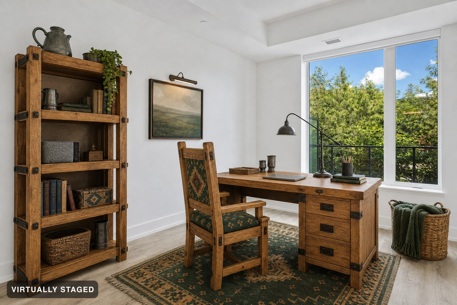 Medieval in a home office — virtually staged