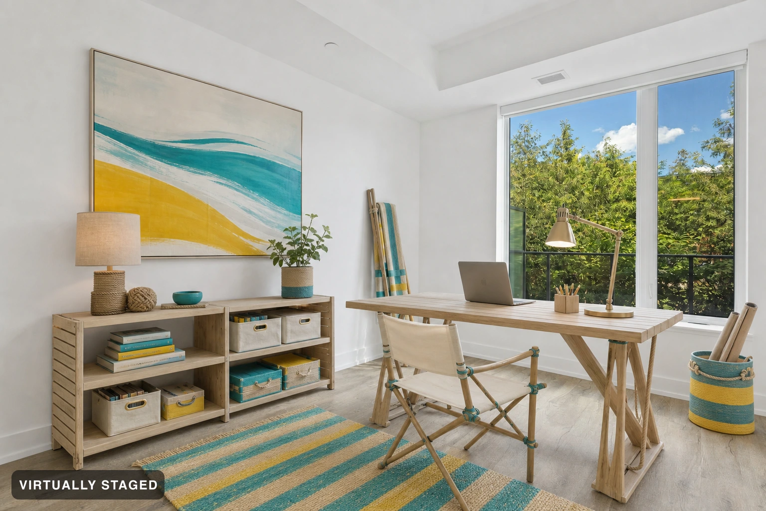 Surf Shack in a home office — virtually staged