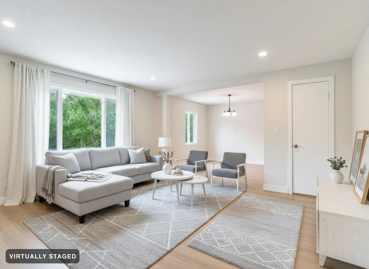 The same living room, virtually staged in Nordic Light