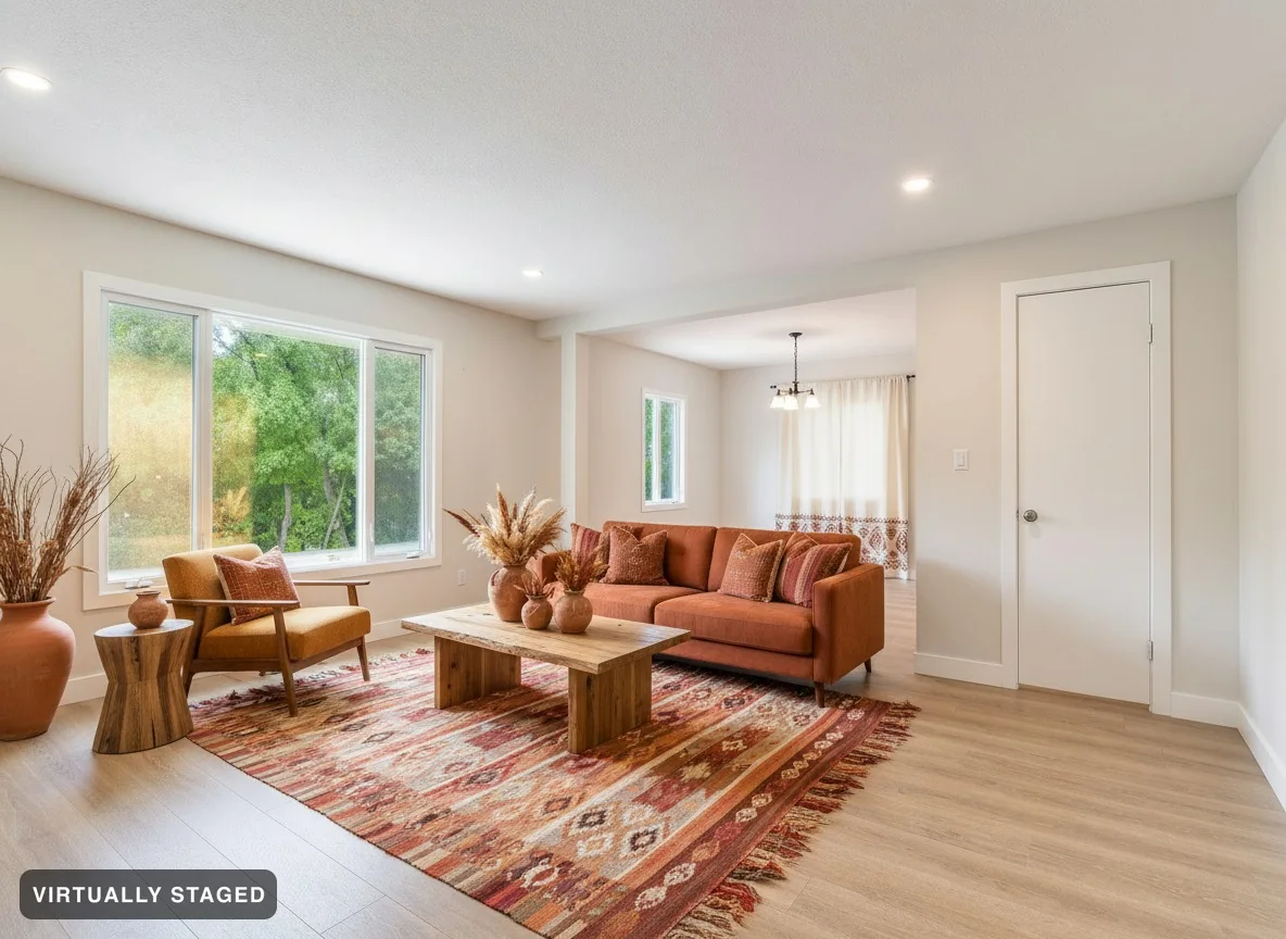 The same space, virtually staged in Terracotta