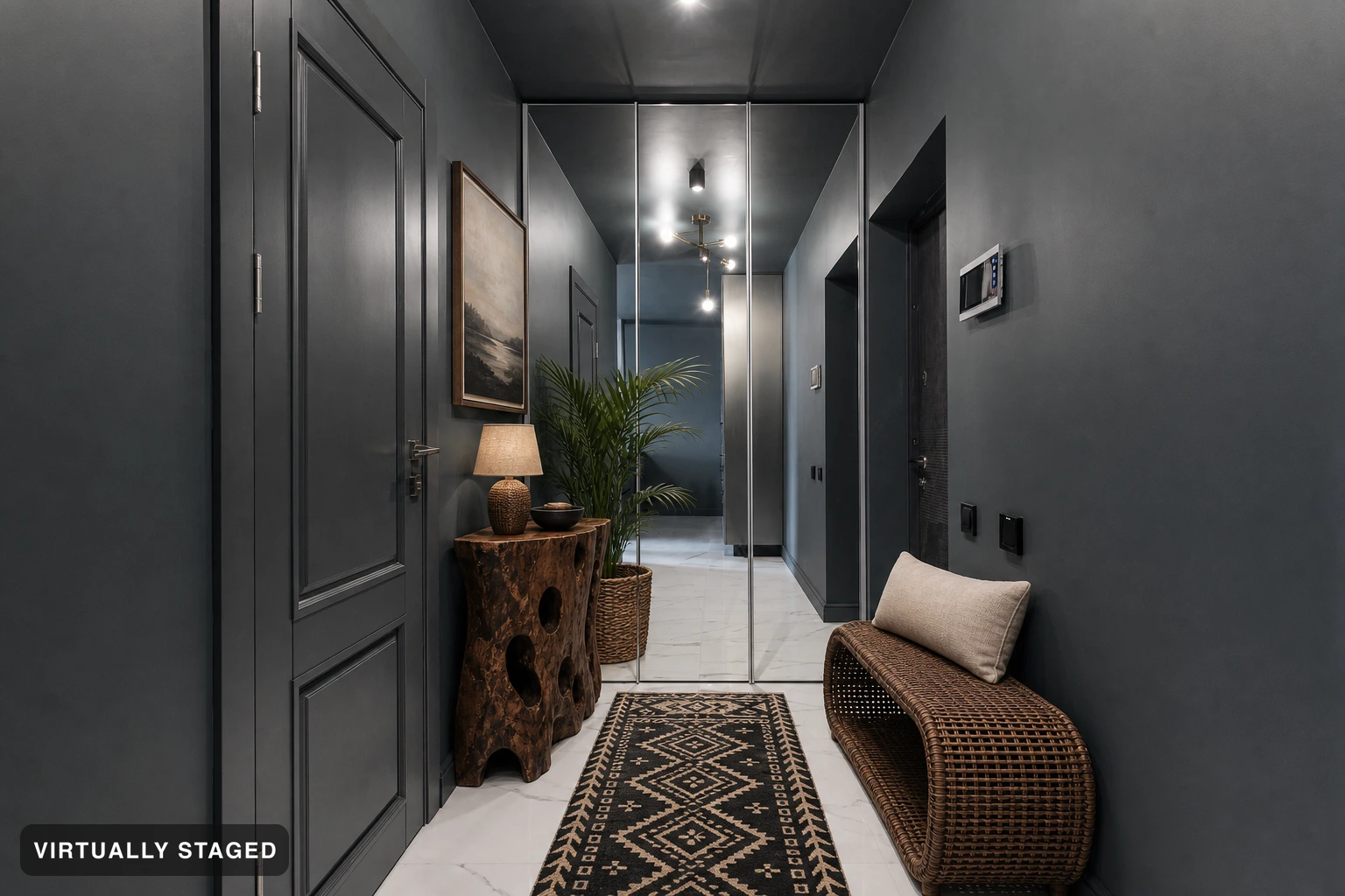 Bali in an entryway — virtually staged